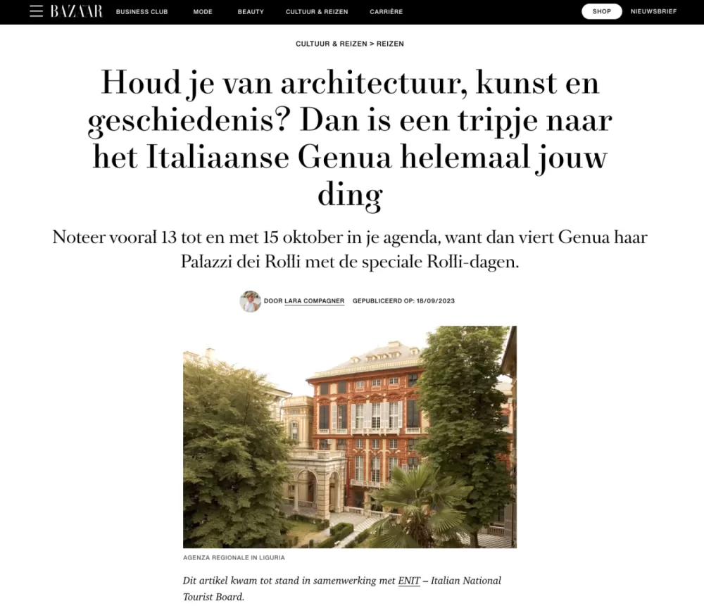 Ti piacciono l'architettura, l'arte e la storia? Allora un viaggio a Genova, in Italia, è perfetto per te - Hearst Harper’s Bazaar - Amsterdam